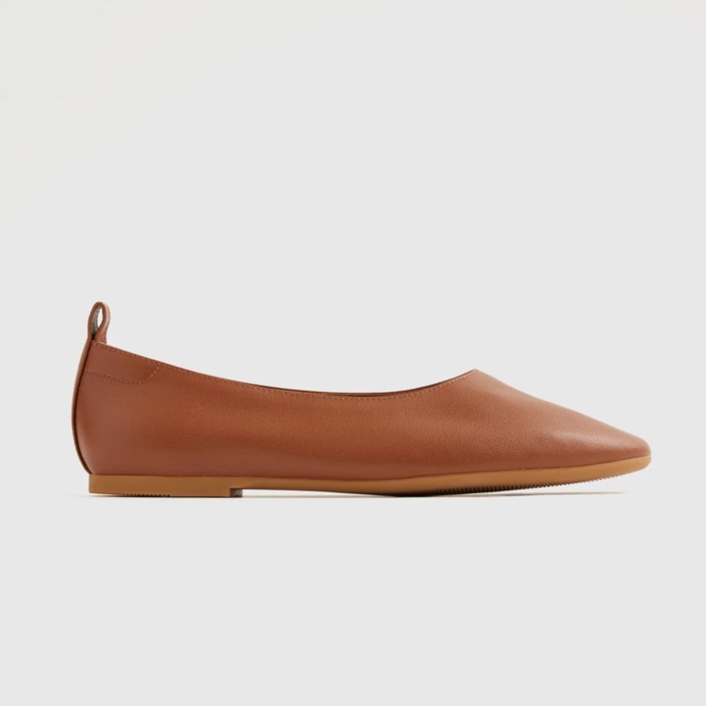 Quince Italian Leather Glove Ballet Flat in cognac, size 6 - EUC